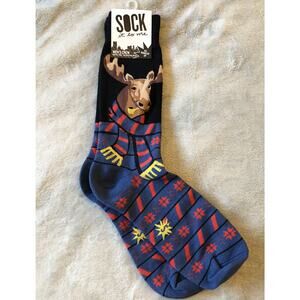 Men’s Novelty‎ Socks 1 Pr All Bundled Up Moose Sock It To Me New Animal Fashion